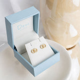 Dew Small Circle Link CZ Stud Earrings