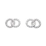 Dew Small Circle Link CZ Stud Earrings