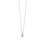 Ti Sento Classic Square Halo Sterling Silver CZ Necklace Golden