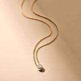 Ti Sento Classic Solitaire Sterling Silver CZ Necklace Golden