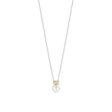 Ti Sento Classic Snowman Pearl Sterling Silver CZ Necklace Golden