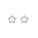 Dew Silver Open Star CZ Stud Earrings