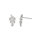 Dew Pave CZ Leaf Stud Earrings