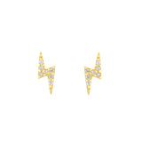 Dew Lightning Bolt CZ Stud Earrings