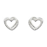 Dew Entwined Heart CZ Stud Earrings