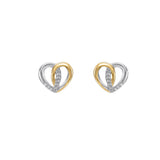 Dew Sterling Silver Gold Plated Entwined Heart CZ Stud Earrings