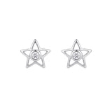 Dew Sterling Silver Star Outline CZ Stud Earrings