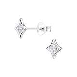Dew Sterling Silver Four Point Star CZ Stud Earrings