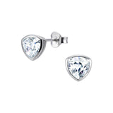 Dew Sterling Silver Trillion Cut CZ Stud Earrings