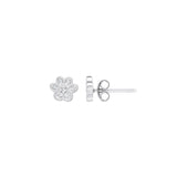 Dew Sparkle Paw Print CZ Stud Earrings