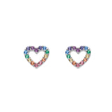 Dew Rainbow Open Heart Stud Earrings