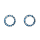 Dew Blue CZ Open Circle Stud Earrings