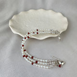 Sterling Silver Garnet Pearl Love Bracelet