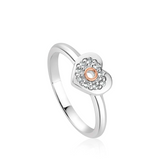 Clogau Gold Sterling Silver Cariad Sparkle Heart Ring