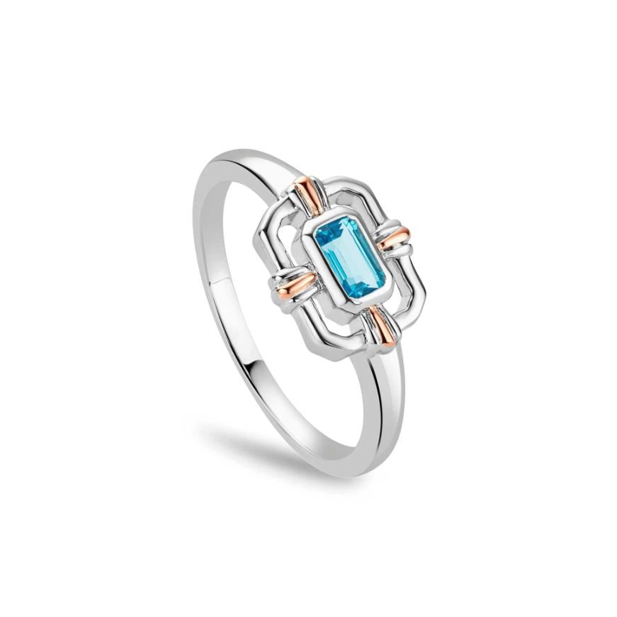 Clogau Gold Sterling Silver Enchanted Gateways Swiss Blue Topaz Ring