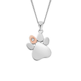 Clogau Paw Prints Silver Topaz Pendant