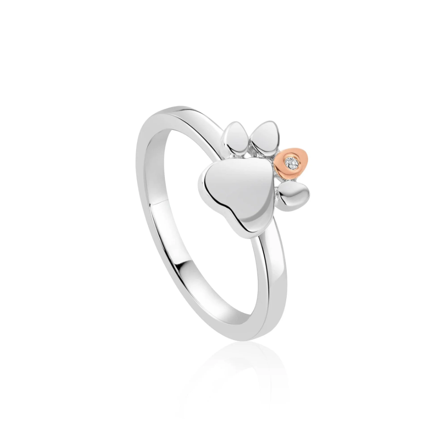 Clogau Gold Sterling Silver Paw Prints Stacking Ring