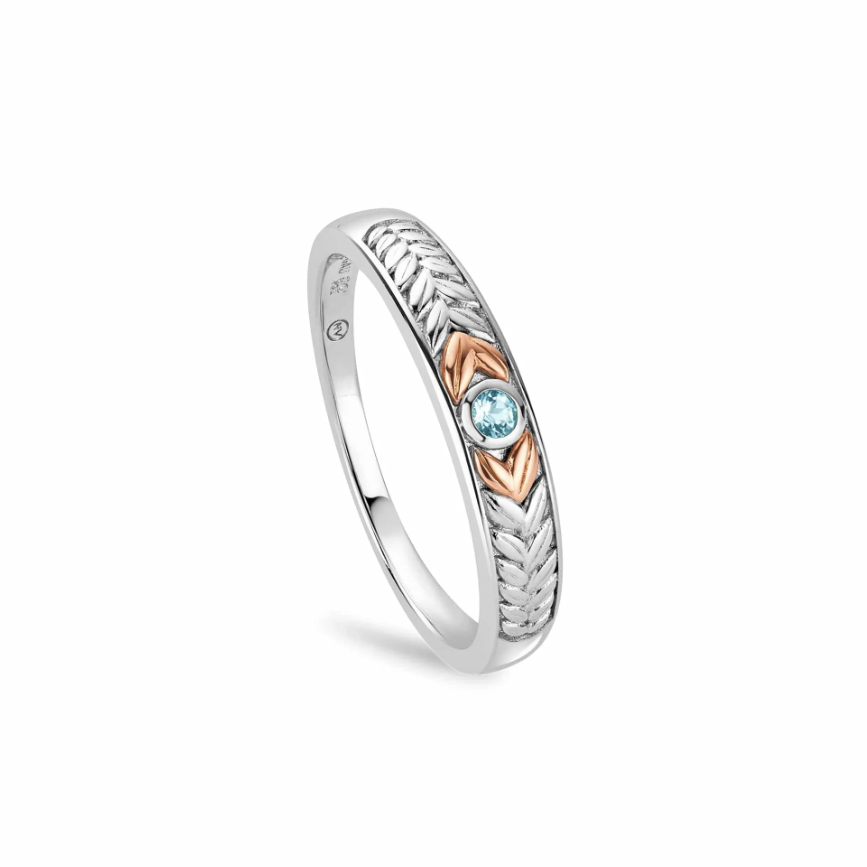 Clogau Gold Sterling Silver Lilibet Sky Blue Topaz Band Ring SALE