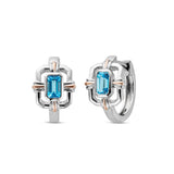 Clogau Silver Swiss Blue Topaz Gateways Huggie Hoop Earrings
