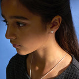 Little Star Luxe Platinum Plated Orion Diamond Heart Stud Earrings