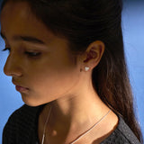 Little Star Luxe Platinum Plated Orion Diamond Heart Stud Earrings