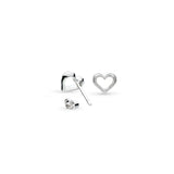 Kit Heath Love Silver Heart Fine Outline Stud Earrings