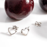 Kit Heath Love Silver Heart Fine Outline Stud Earrings