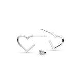 Kit Heath Love Silver Heart Fine Outline Hoop Earrings