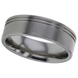 Titanium Flat Court Shape Double Groove Design Band Ring 6mm SALE