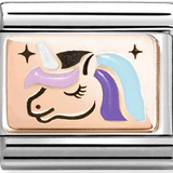 Nomination Classic Rose Gold Enamel Rainbow Unicorn Charm
