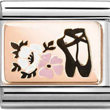 Nomination Classic Rose Gold Enamel Ballet Shoes with Flowers Charm