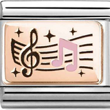 Nomination Classic Rose Gold Enamel Treble Clef and Music Note Charm