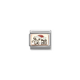 Nomination Classic Rose Gold Enamel Puppy Dog with Santa Hat Charm