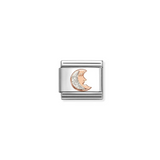 Nomination Classic Rose Gold Glitter Enamel Silver Moon Charm