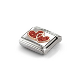 Nomination Classic Rose Gold Glitter Enamel Red Double Heart Charm