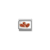 Nomination Classic Rose Gold Glitter Enamel Red Double Heart Charm