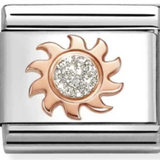 Nomination Classic Rose Gold Glitter Enamel Silver Sun Charm