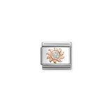 Nomination Classic Rose Gold Glitter Enamel Silver Sun Charm