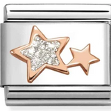 Nomination Classic Rose Gold Glitter Enamel Silver Stars Charm