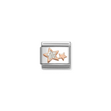 Nomination Classic Rose Gold Glitter Enamel Silver Stars Charm