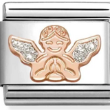 Nomination Classic Rose Gold Glitter Enamel Silver Angel Charm