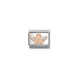 Nomination Classic Rose Gold Glitter Enamel Silver Angel Charm