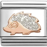 Nomination Classic Rose Gold Glitter Enamel Silver Hedgehog Charm
