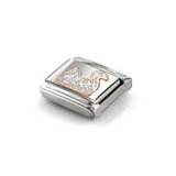 Nomination Classic Rose Gold Glitter Enamel Silver Cat Charm