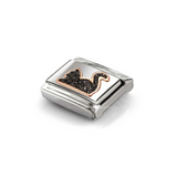Nomination Classic Rose Gold Glitter Enamel Black Cat Charm