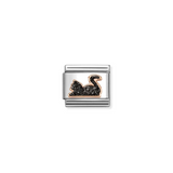 Nomination Classic Rose Gold Glitter Enamel Black Cat Charm