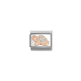 Nomination Classic Rose Gold Glitter Enamel Silver Turtle Charm