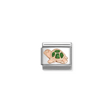 Nomination Classic Rose Gold Glitter Enamel Green Turtle Charm