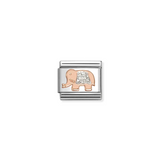 Nomination Classic Rose Gold Glitter Enamel Silver Elephant Charm