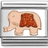 Nomination Classic Rose Gold Glitter Enamel Red Elephant Charm